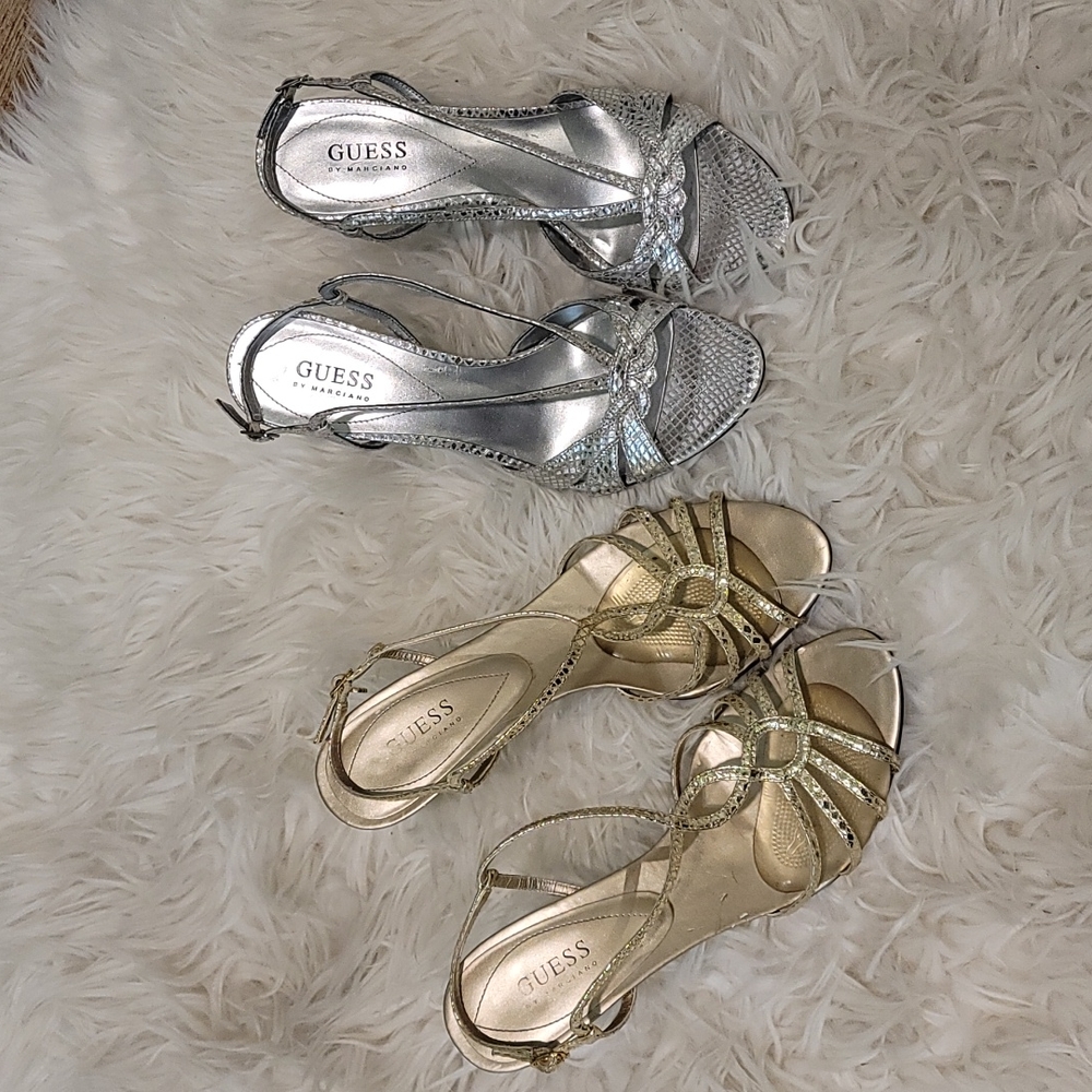 Bundle of Guess heels silver and gold